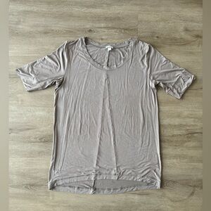 Hanro Short Sleeve Tan Cream Tee Lounge wear Top SZ M